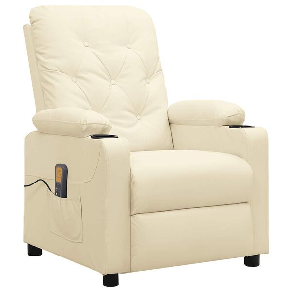 vidaXL Fauteuil de massage Cr&egrave;me Similicuir