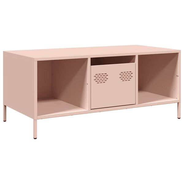vidaXL Table basse rose 101,5x50x43,5 cm acier laminé à froid