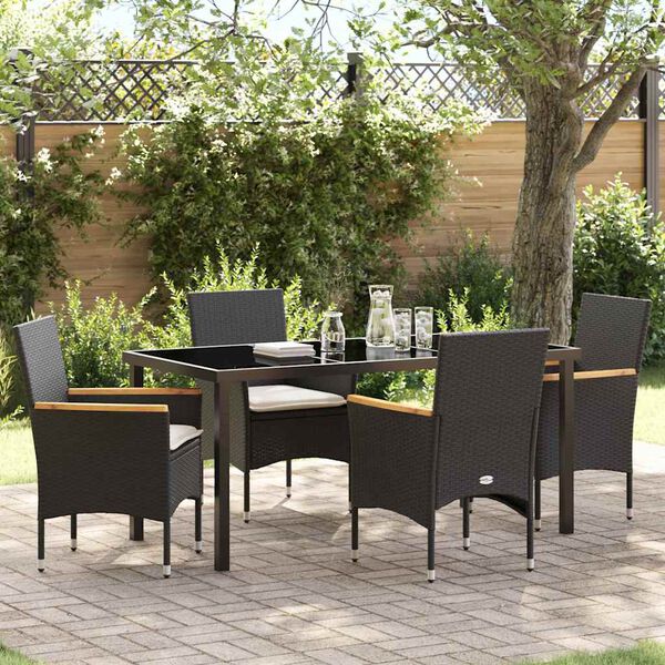 vidaXL Ensemble de salle &agrave; manger pour jardin 5 pcs Noir polyrotin