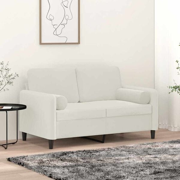 vidaXL Coussins décoratifs lot de 2 Crème Ø15x50 cm Velours