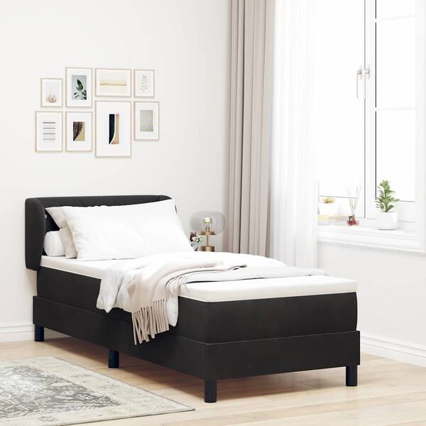 vidaXL Lit &agrave; ressorts avec matelas Noir 80 x 200 cm Velours