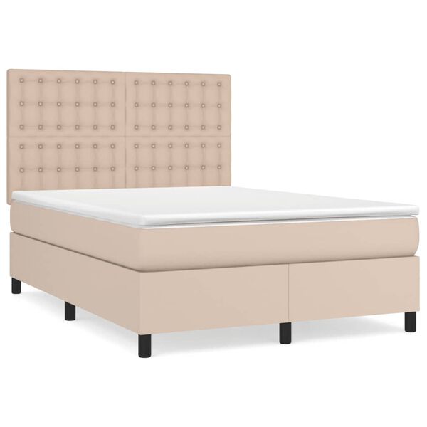 vidaXL Sommier &agrave; lattes de lit avec matelas Cappuccino 140x200 cm