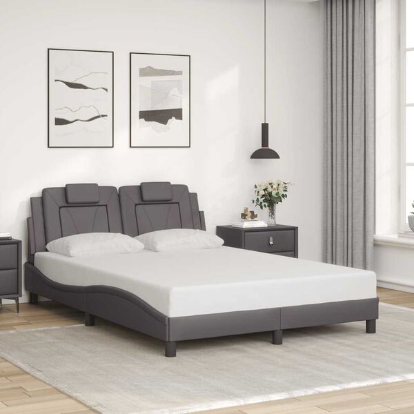 vidaXL Cadre de lit Viana sans matelas gris 140x190 cm similicuir