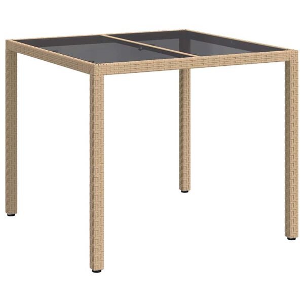 vidaXL Table de jardin pour repas Beige 90 x 90 x 75 cm polyrotin