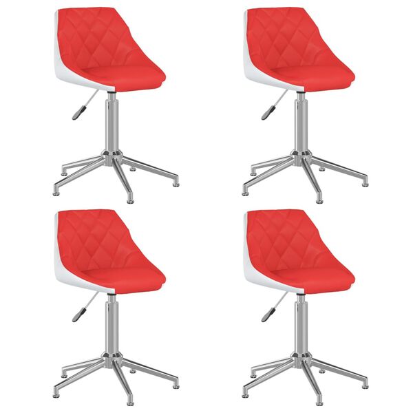 vidaXL Chaises &agrave; manger pivotantes lot de 4 rouge et blanc similicuir