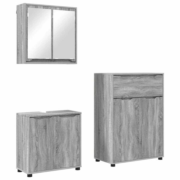 vidaXL Ensemble de mobilier de salle de bain 3 pcs Gris Sonoma