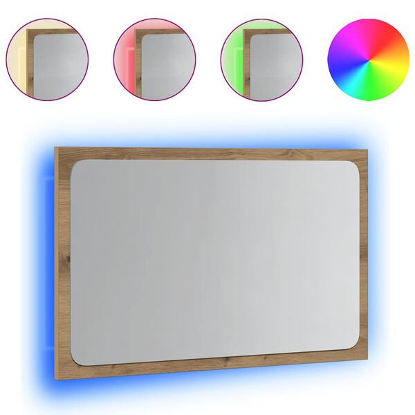 vidaXL Miroir de salle de bain avec lumière LED chêne artisanal