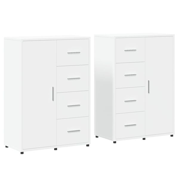 vidaXL Buffets 2 pcs blanc 60x31x84 cm bois d'ing&eacute;nierie
