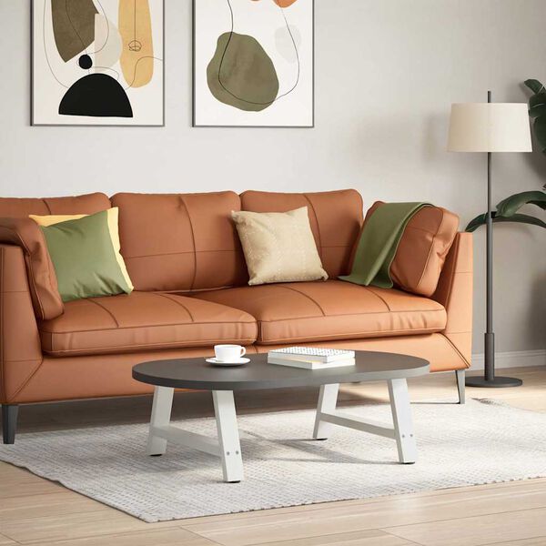 vidaXL Pieds de table basse en forme de A, 2 pi&egrave;ces, blanc, 70 x (30-31) cm, acier