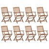vidaXL Chaises pliables d'ext&eacute;rieur et coussins lot de 8 Bois d'acacia