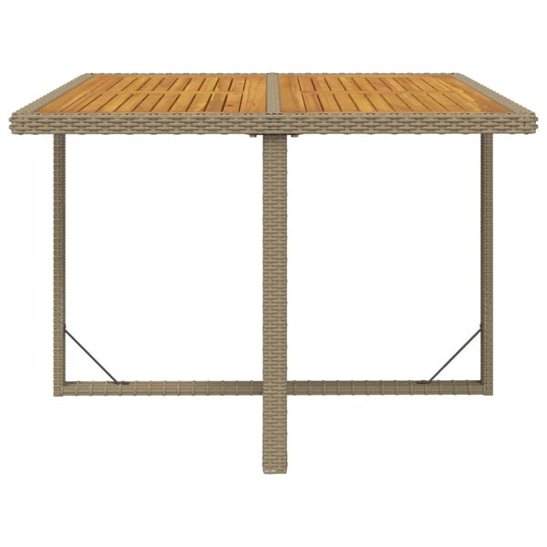 vidaXL Table de jardin Beige 109x107x74 cm Résine tressée bois massif