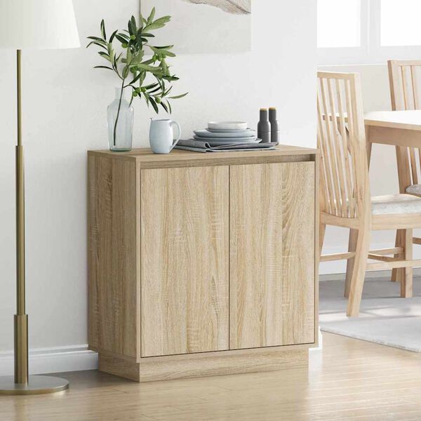 vidaXL Buffet LED Ch&ecirc;ne Sonoma 71 x 34,5 x 75 cm Bois d'ing&eacute;nierie