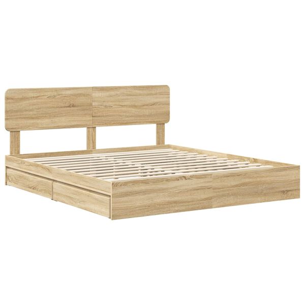 vidaXL Lit de Rangement Ch&ecirc;ne Sonoma 180 x 200 cm Bois d'ing&eacute;nierie