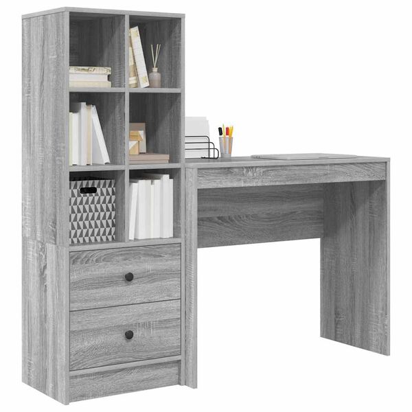 vidaXL Bureau avec tiroir 2 pcs Gris Sonoma