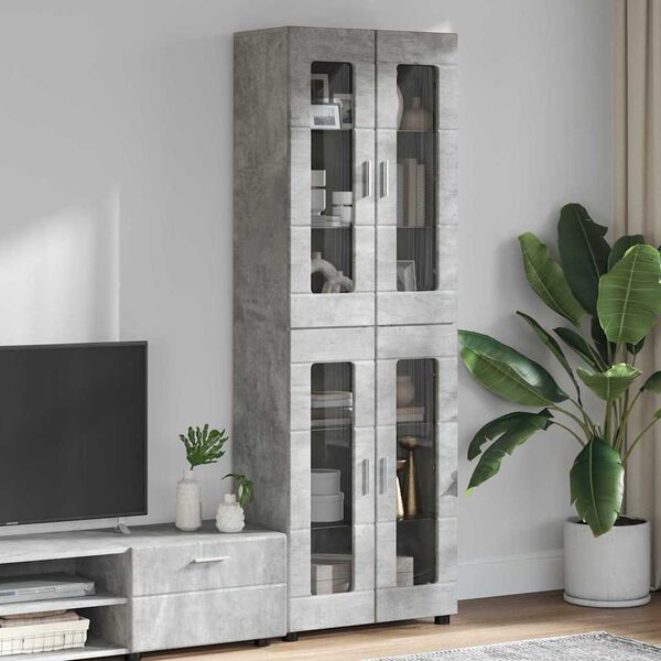 vidaXL Haut Armoire avec &eacute;tag&egrave;re FLORIN Gris b&eacute;ton 60 x 35 x 182 cm