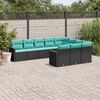 vidaXL Salon de jardin 10 pcs avec coussins noir r&eacute;sine tress&eacute;e