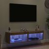 vidaXL Ensemble meuble TV avec LED Ch&ecirc;ne artisanal Bois d'ing&eacute;nierie