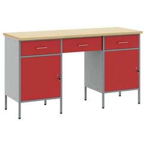 vidaXL Placard de travail avec tiroir 3 pcs Rouge 150 x 55 x 85 cm