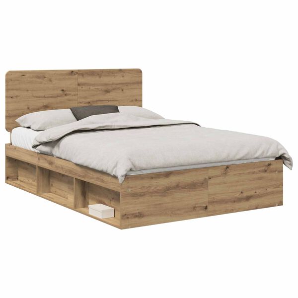 vidaXL Cadre de lit Ch&ecirc;ne artisan 140 x 190 cm Bois de pin massif