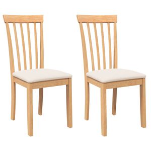vidaXL Chaises &agrave; manger coussins 2 pcs naturel bois massif caoutchouc