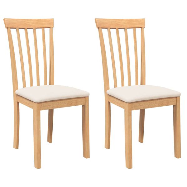 vidaXL Chaises &agrave; manger coussins 2 pcs naturel bois massif caoutchouc