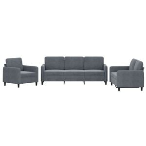 vidaXL Ensemble de canap&eacute;s 3 pcs gris fonc&eacute; velours