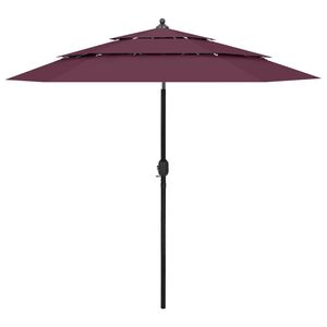 vidaXL Parasol de jardin à 3 niveaux mât en aluminium rouge bordeaux