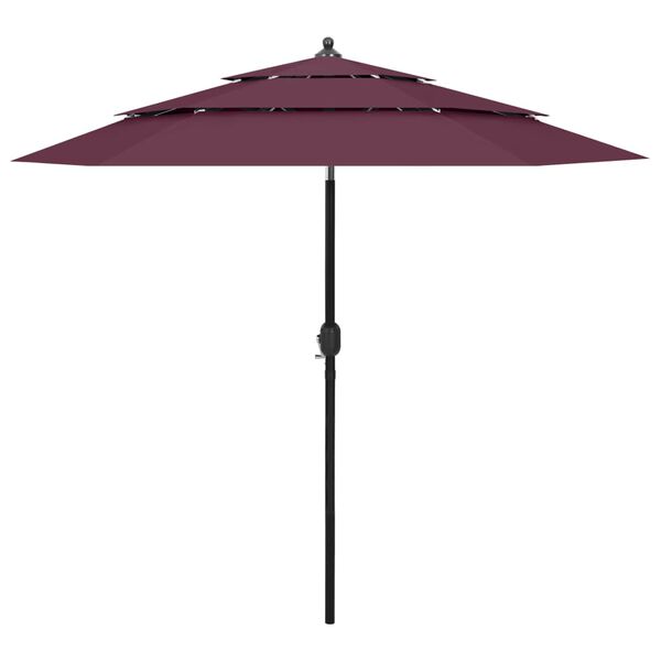 vidaXL Parasol de jardin &agrave; 3 niveaux m&acirc;t en aluminium rouge bordeaux