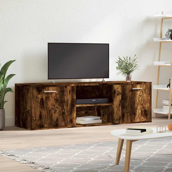 vidaXL Meuble TV ch&ecirc;ne fum&eacute; 120x34x37 cm bois d'ing&eacute;nierie