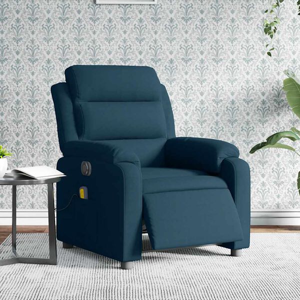 vidaXL Fauteuil inclinable de massage &eacute;lectrique bleu velours