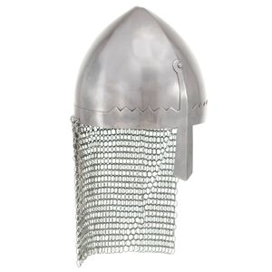 vidaXL Casque de chevalier antique pour GN Argent&eacute; Acier