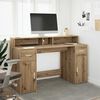 vidaXL Bureau avec lumi&egrave;res LED ch&ecirc;ne artisanal bois d'ing&eacute;nierie