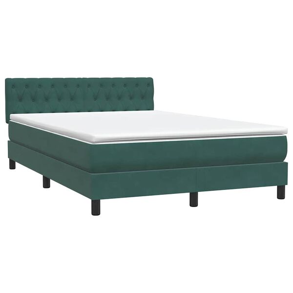 vidaXL Sommier &agrave; lattes de lit et matelas vert fonc&eacute; 160x210cm velours