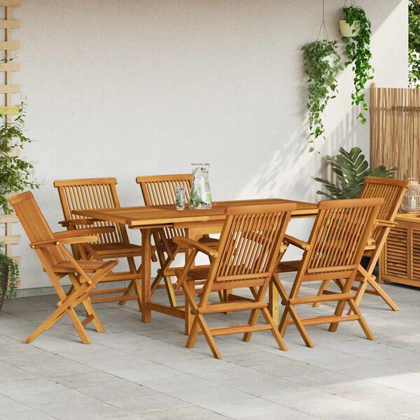 vidaXL Salon de jardin 7 pcs Bois de teck massif