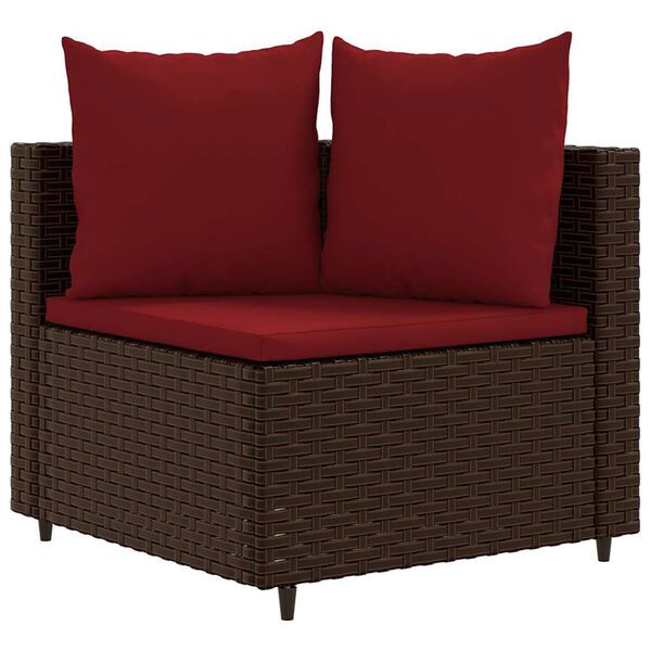 vidaXL Salon de jardin avec coussins 6 pcs marron résine tressée