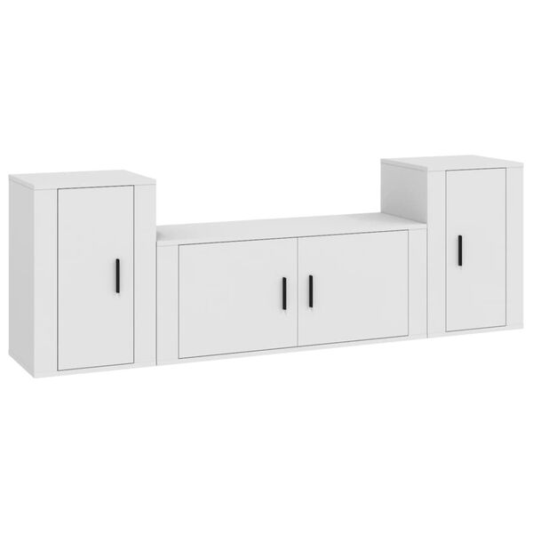 vidaXL Ensemble de meubles TV 3 pcs Blanc Bois d'ingénierie