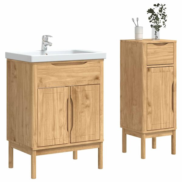 vidaXL Ensemble de mobilier de salle de bain FLORO 2 pcs Cire marron