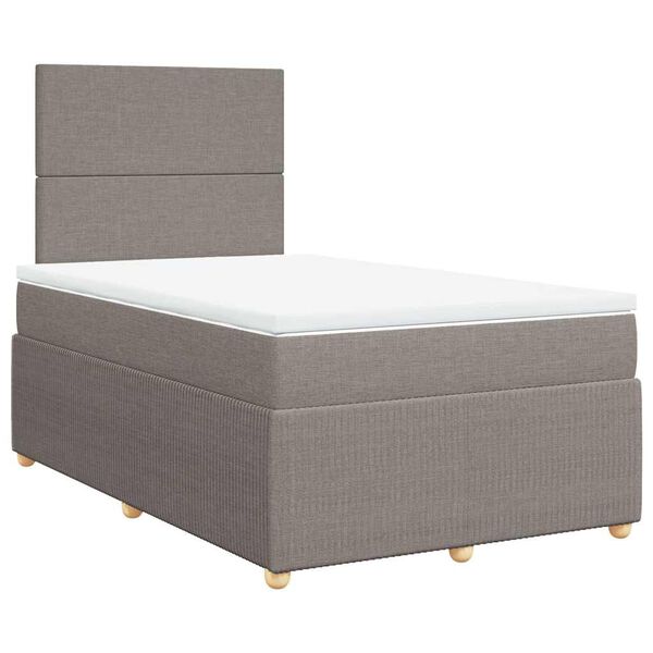 vidaXL Sommier &agrave; lattes de lit avec matelas Taupe 120x200 cm Tissu
