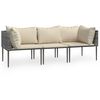 vidaXL Salon de jardin 3 pcs avec coussins Gris R&eacute;sine tress&eacute;e