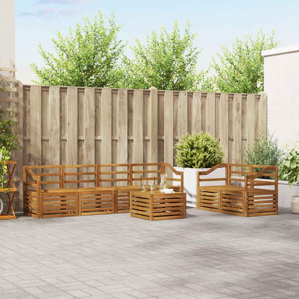 vidaXL Ensembles de canap&eacute;s 7 pcs Naturel Bois d'Acacia Massif