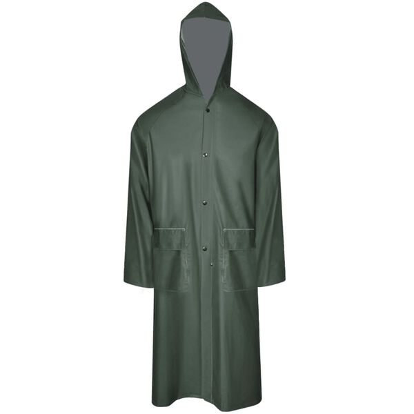 vidaXL Manteau de pluie long imperm&eacute;able r&eacute;sistant &agrave; capuche vert L