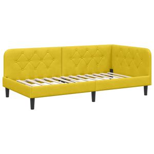vidaXL Cadre de lit d'angle avec t&ecirc;te de lit Jaune 90 x 200 cm Velours
