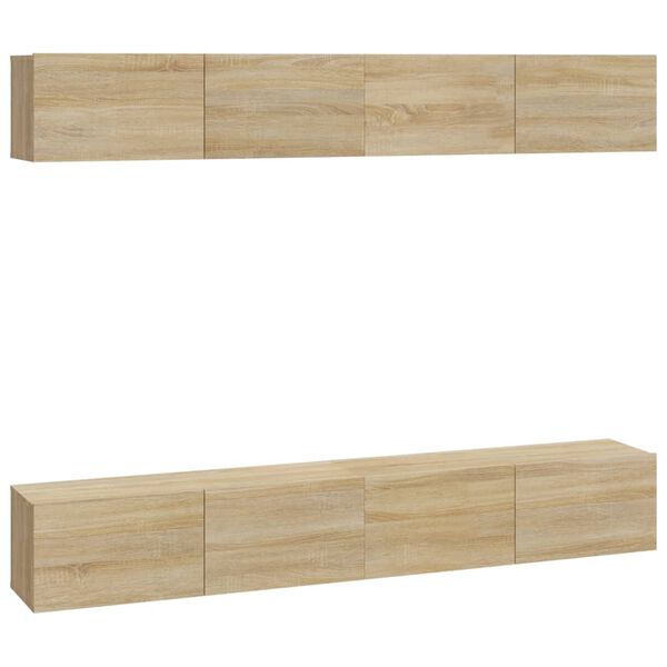 vidaXL Meubles TV muraux 4 pcs ch&ecirc;ne sonoma 100x30x30 cm