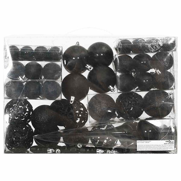 vidaXL Ensemble de boules de No&euml;l 111 pi&egrave;ces noir polystyr&egrave;ne