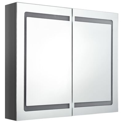 vidaXL Armoire de salle de bain à miroir LED Gris brillant 80x12x68 cm