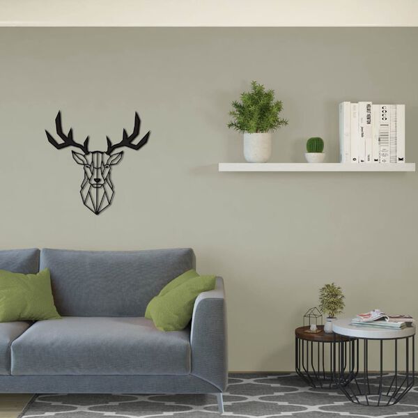 Homemania D&eacute;coration murale Cerf 51x51 cm Acier Noir