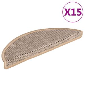 vidaXL Tapis d'escalier autocollants 15 pcs 56x17x3 cm Beige clair
