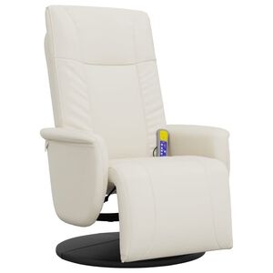 vidaXL Fauteuil inclinable de massage et repose-pieds cr&egrave;me similicuir