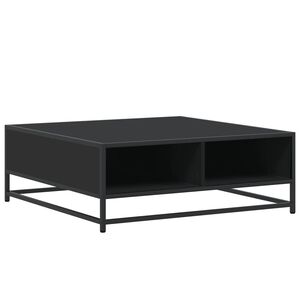 vidaXL Table basse noir 80x80x30 cm bois d'ing&eacute;nierie et m&eacute;tal