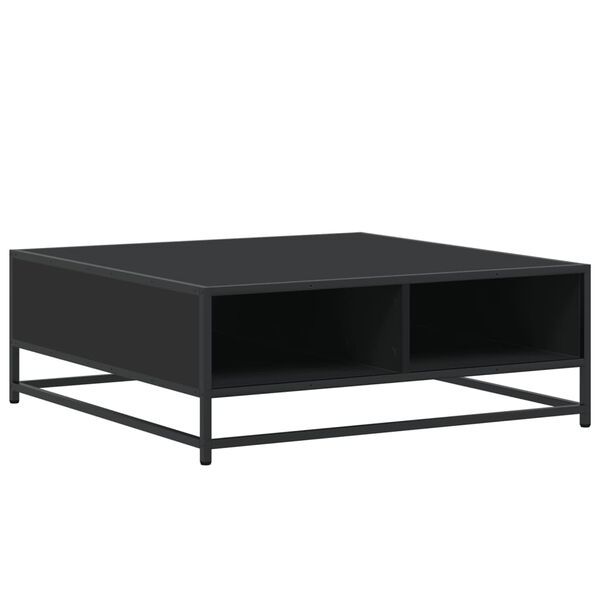vidaXL Table basse noir 80x80x30 cm bois d'ing&eacute;nierie et m&eacute;tal